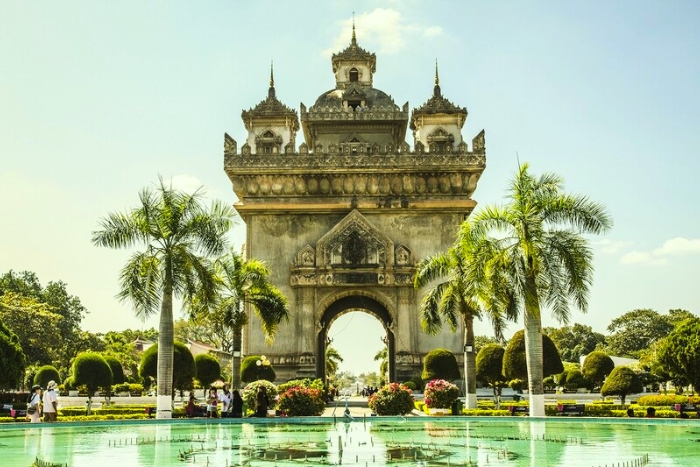 Patuxai under a clear sky - A landmark for traveling to Laos in January