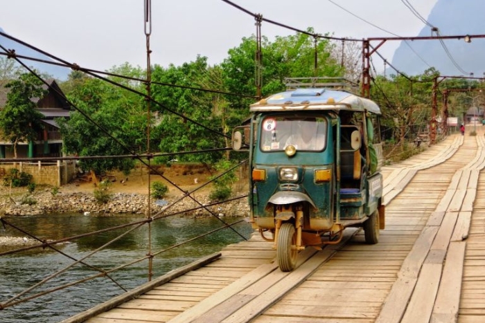 Getting around Vang Vieng by tuk-tuk