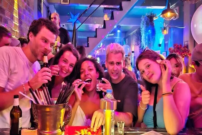 Tourists enjoy nightlife in Vientiane