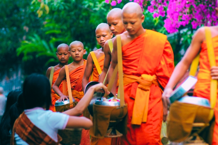 Follow proper etiquette when approaching monks
