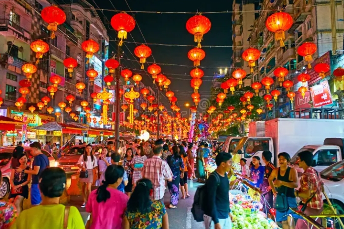 Chinatown, Myanmar at night