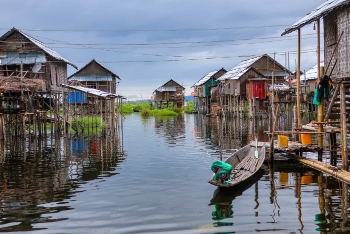 Visiting floating villages on the lake