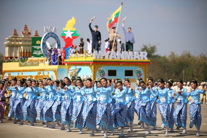 People perform during Myanmar's 75th Anniversary of Independence Day celebrations in Nay Pyi Taw, Myanmar, Jan. 4, 2023