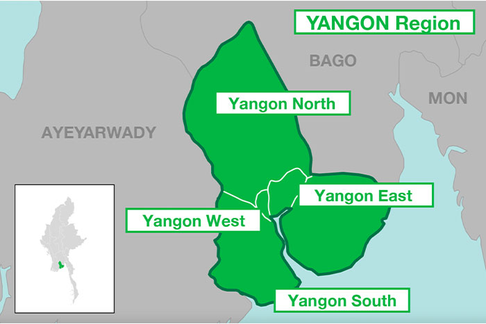 Where is Yangon located?