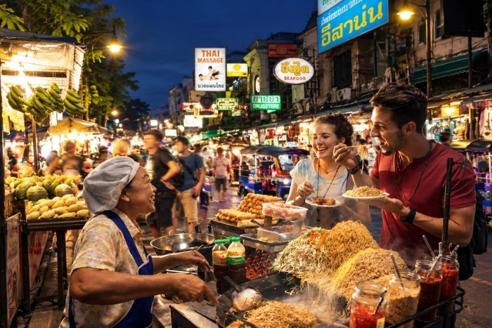 Flavors of Bangkok street food at the night market