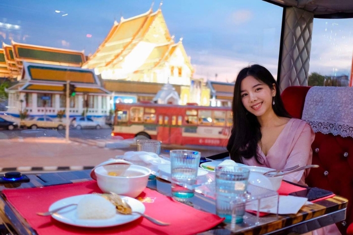 Enjoy gourmet dining while admiring the city aboard Bangkok's first double-decker gourmet bus