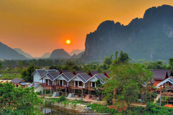 Vang Vieng is famous for its impressive karst formations