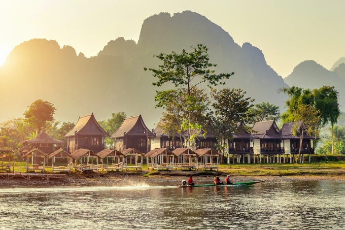 Floating freely on the Nam Song in Vang Vieng