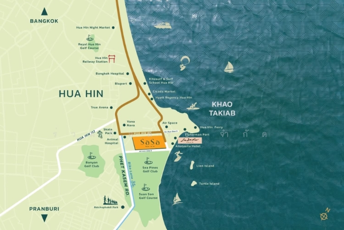 Hua Hin is a beach resort town in Thailand