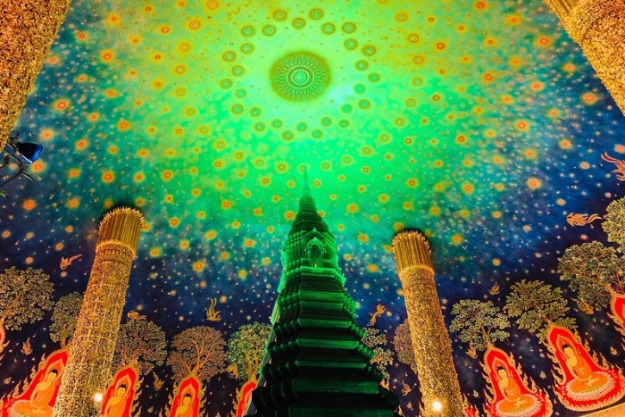 Its glowing green dome