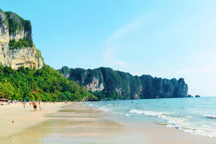Walking along the soft sand at Ao Nang Beach