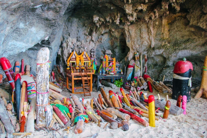 Exploring the sacred Princess Cave at Phra Nang Beach