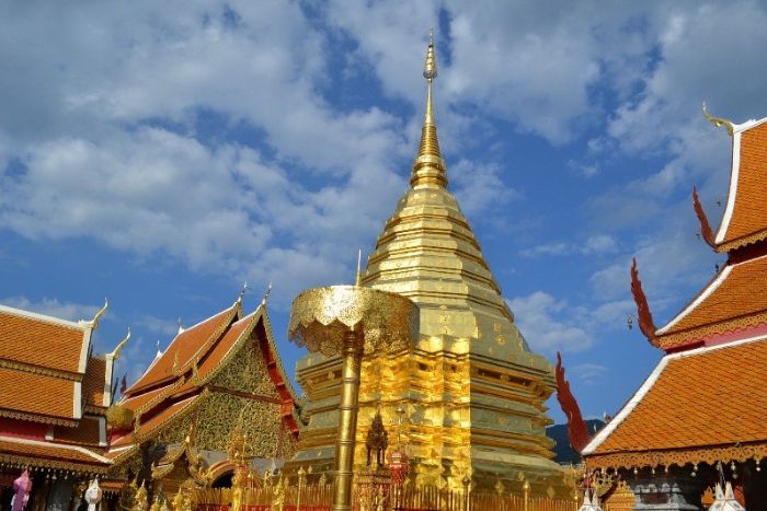 Wat Phra That Doi Suthep is a must-see, featuring a magnificent golden pagoda