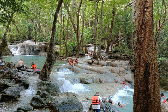 Erawan National Park, a top highlight on the list of the best things to do in Kanchanaburi