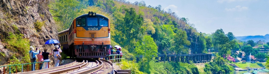 The famous train of the River Kwai Bridge, highlight of a 3-day trip to Kanchanaburi