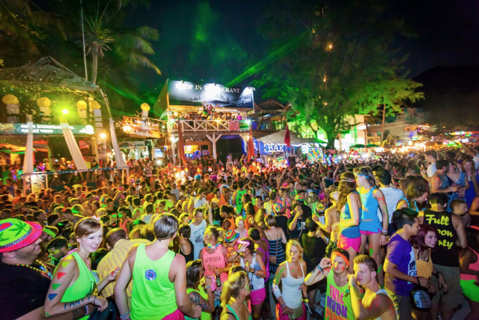 Full Moon Party, a famous monthly party celebrated on Koh Phangan Island