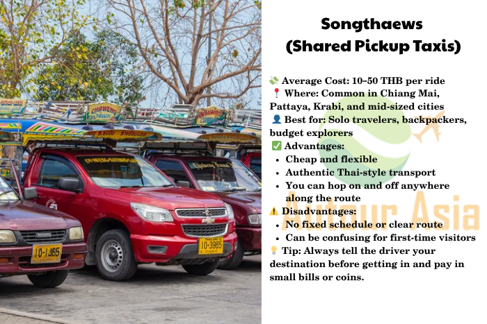 Red songthaew in Chiang Mai, popular shared taxi for locals and travelers