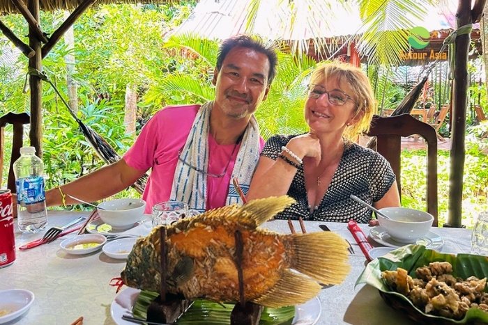 Enjoying local food in the Mekong Delta