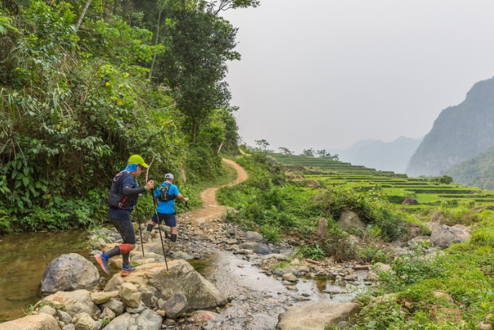 Trekking through terraced rice fields and unspoiled nature
