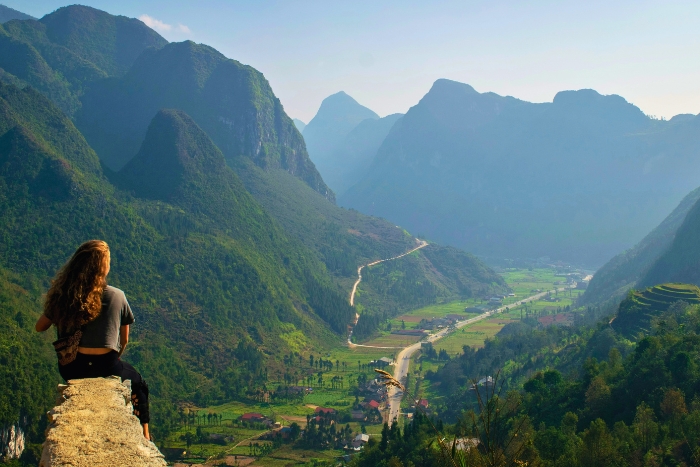 Enjoying the mountain views on a solo trip to Vietnam