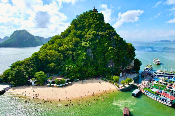 Climbing Ti Top Island for panoramic Ha Long Bay views