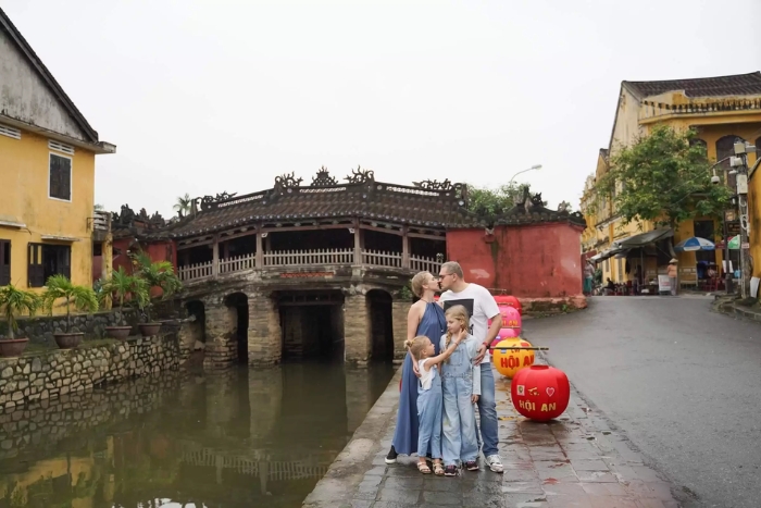 Japanese Covered Bridge in Hoi An, Vietnam with kids