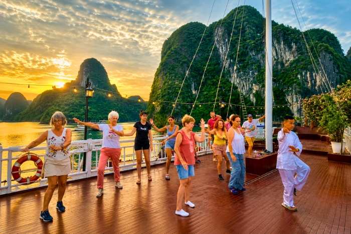 Start the day with tai chi during a 2-week Vietnam Cambodia itinerary