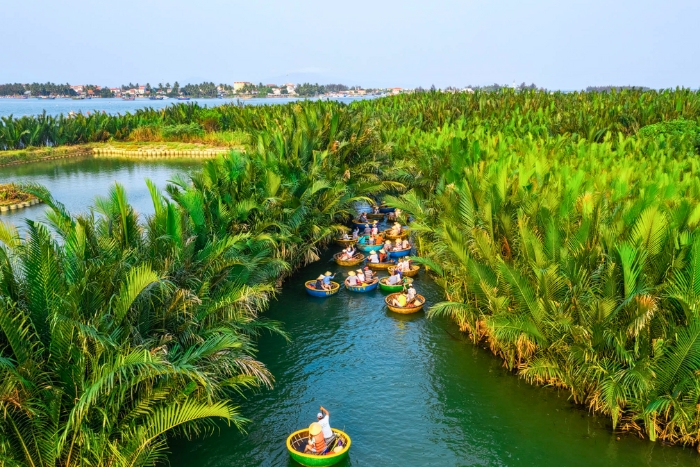 Basket boat ride in Bay Mau - a joyful moment during my solo female travel Vietnam January