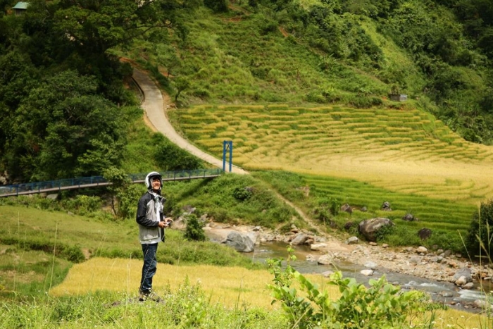 Terraced fields seen from the top of Ngoc Linh