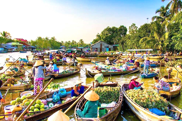 Daily activities at the Cai Rang floating market