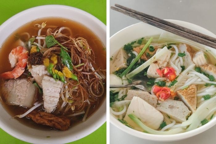 Fresh rice noodles served with aromatic broths