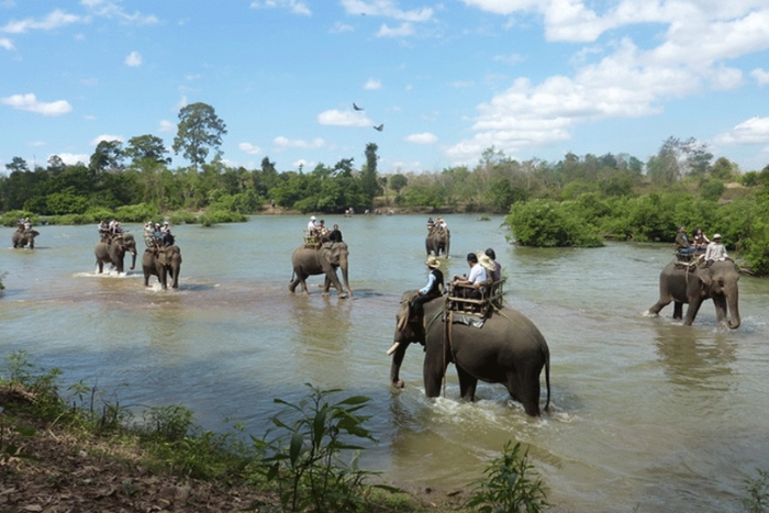 Wild landscape of the Sêrêpôk River in Buôn Đôn