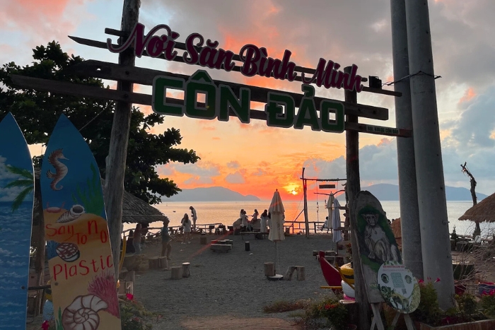 Sunrise at a waterfront café in Con Dao