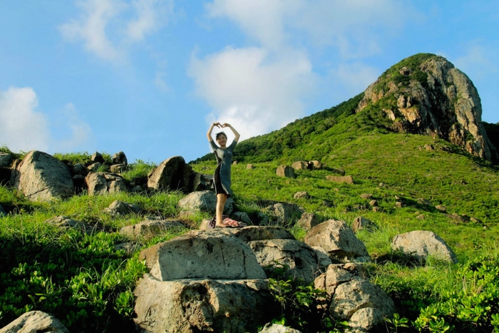 Admiring the landscape from the summit of Love Peak