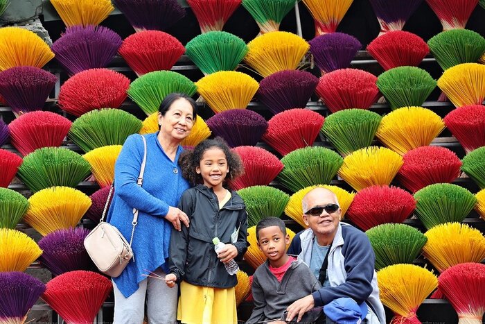 Tourists in Quang Phu Cau Hanoi Incense Village