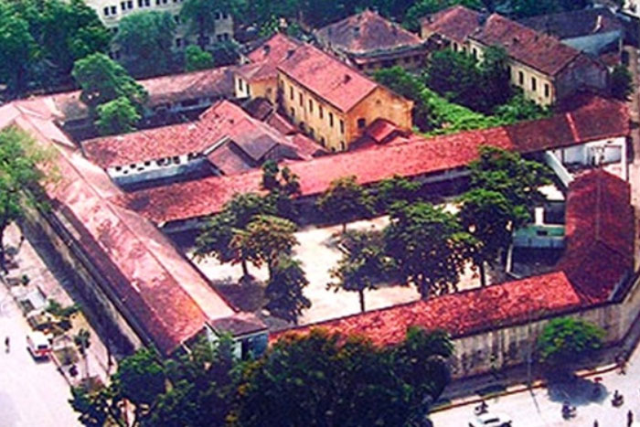Old photo of Hoa Lo prison