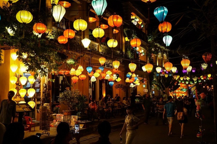 Hoi An Ancient Town is filled with colorful lanterns at night