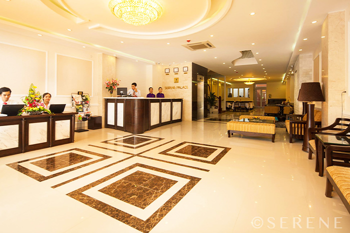 Lobby of Hue Serene Palace Hotel, where to stay in Hue? 