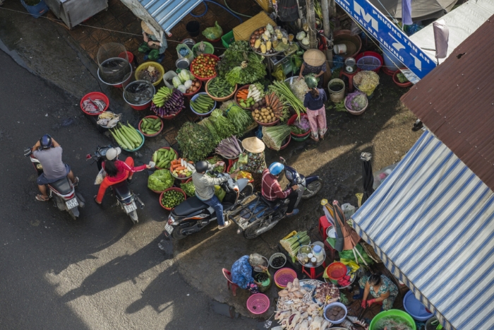 Explore Chau Doc market with vibrant colors