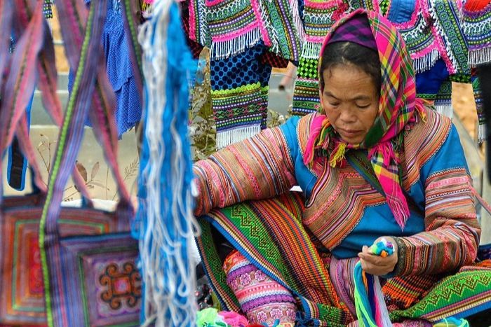 Brocatelle products at Coc Ly Market in Bac Ha