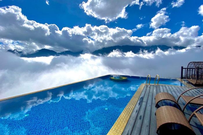 Infinity pool at Pistachio Hotel Sapa