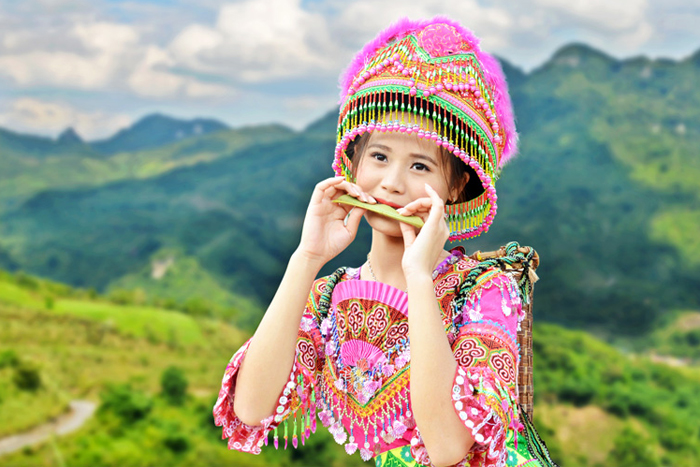 The traditional costume of Hmong women in Cao Bang