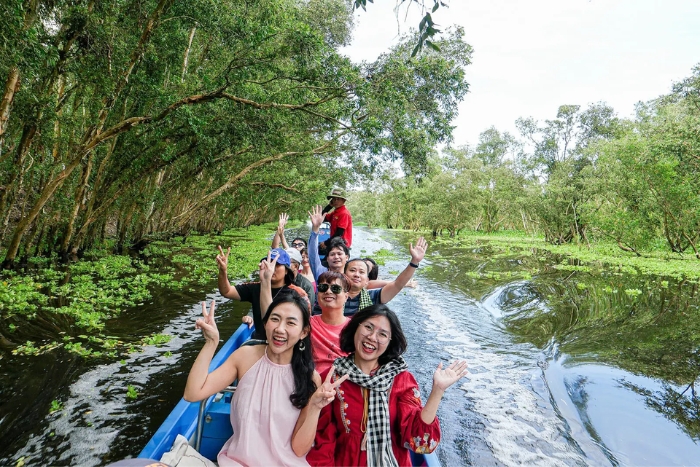 Discovering the Tra Su Cajeput Forest in the 14-day itinerary in Southern Vietnam