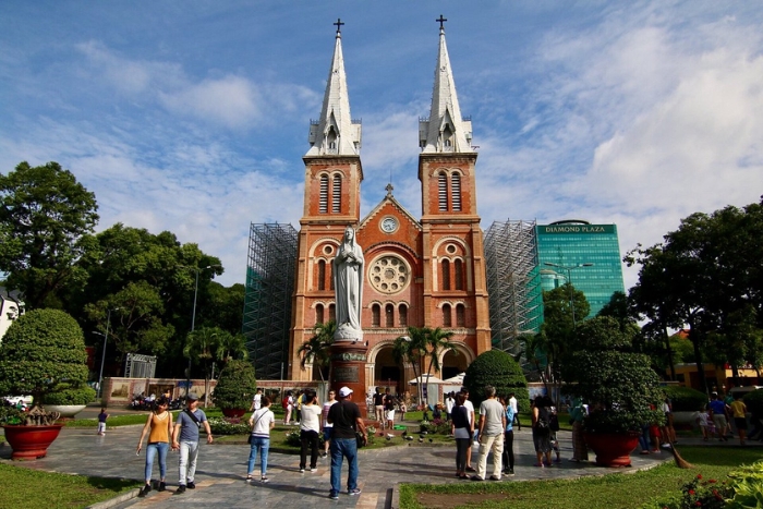Notre Dame Cathedral in Ho Chi Minh City, a place not to be missed in Mekong 2-week trip