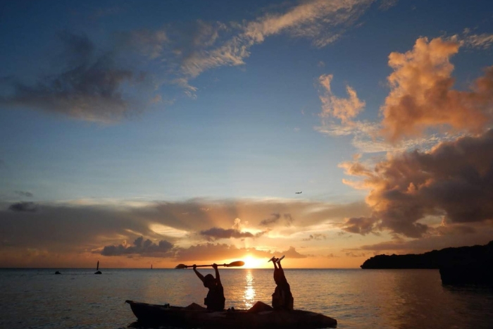 A poetic moment: sailing on the Thu Bon river at sunset