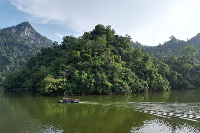 Ba Be Lake surrounded by tropical forest