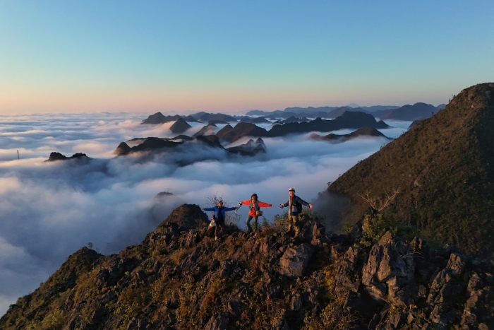 A sea of pristine clouds in the heart of the Dong Van Karst Plateau