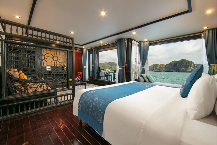 Our cabin with a magnificent view of the bay