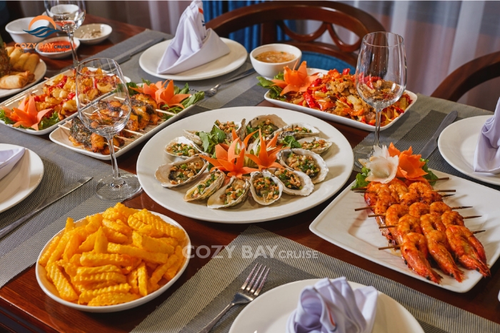 Delicious dinner on Cozy Bay 3-star cruise