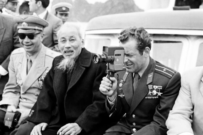 Ho Chi Minh with Titov on his visit to Vietnam.